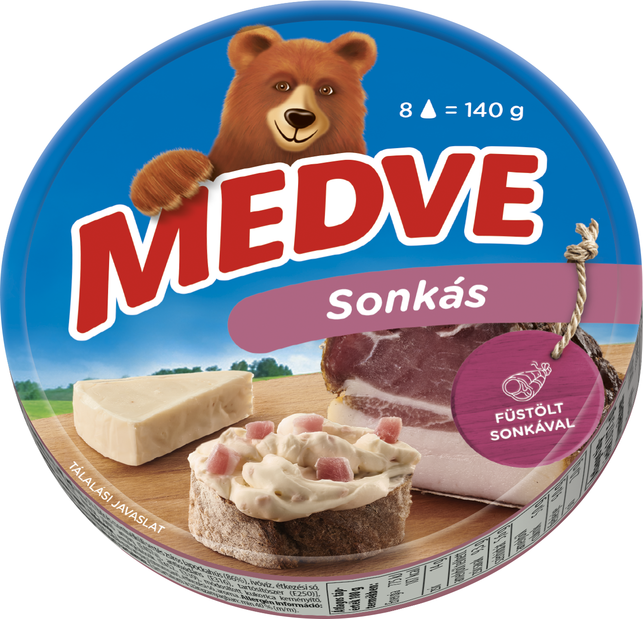 MEDVE SONKÁS DOBOZOS 140G kenhető, félzsíros ömlesztett sajt